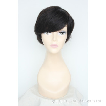 short gluless full lace front human hair wigs for black women